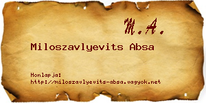 Miloszavlyevits Absa névjegykártya